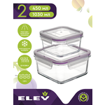 Набор стеклянных пищевых контейнеров Eley 450 мл и 1030 мл ELSTH009P - изображение