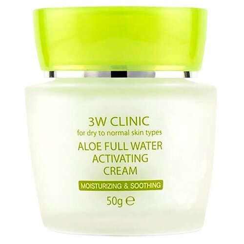 3W Clinic Aloe Full Water Activating Cream Крем для лица с алоэ, 50 мл увлажняющая эмульсия с экстрактом алоэ 3w clinic aloe full water activating emulsion 150 мл