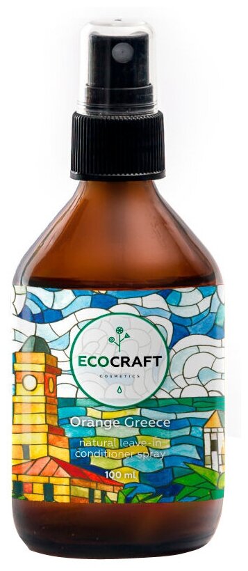 EcoCraft несмываемый спрей-кондиционер Orange Greece Апельсиновая Греция для блеска, гладкости и упругости волос, 100 мл