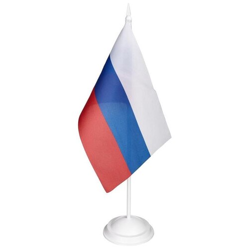 Флаг РФ 12*18см с подставкой 1-ой белый пластик 30см, 455850