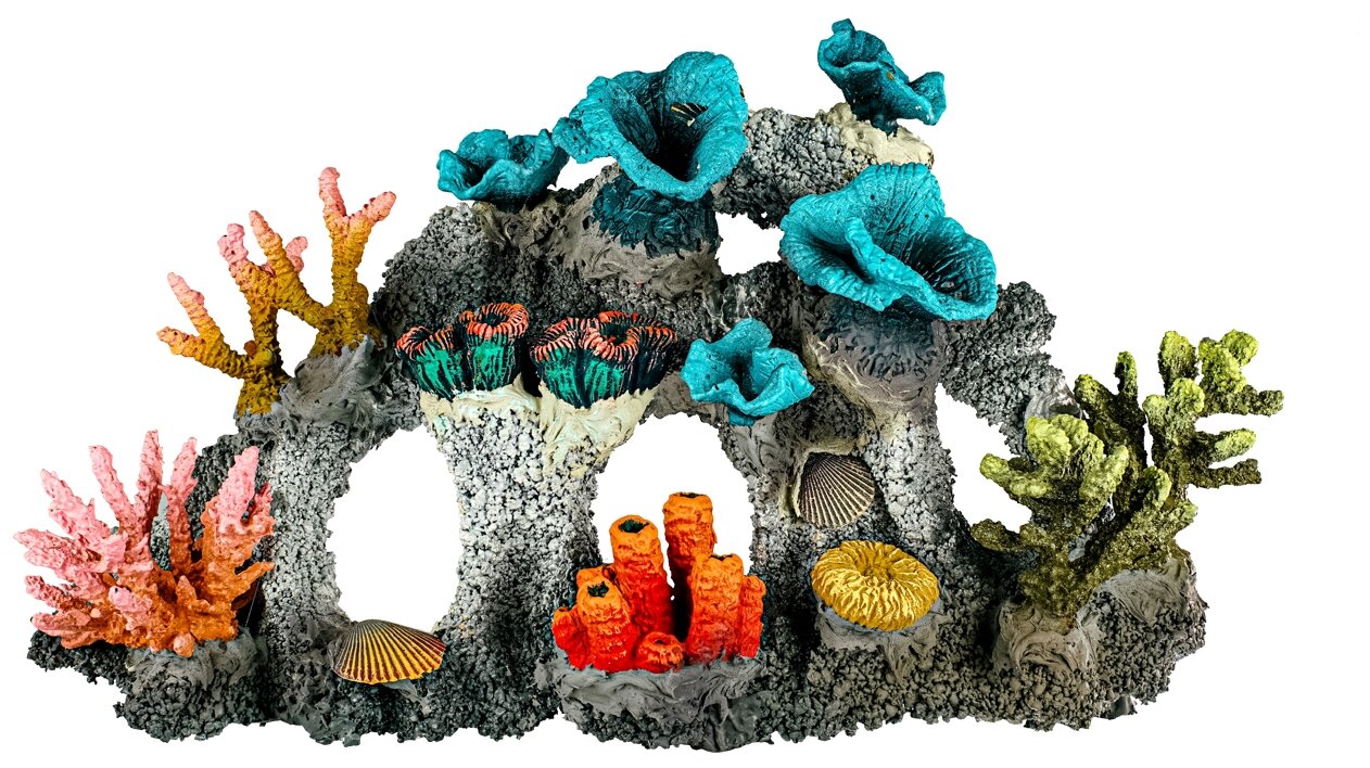 Коралловый риф для аквариума / Декорация / Грот пещера / Фон для аквариума СП-004, 60х30х40 см