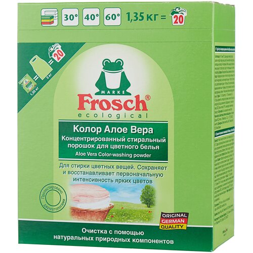 Frosch колор алоэ вера стиральный порошок для цветного белья, 1,35 кг. Упаковка: картон