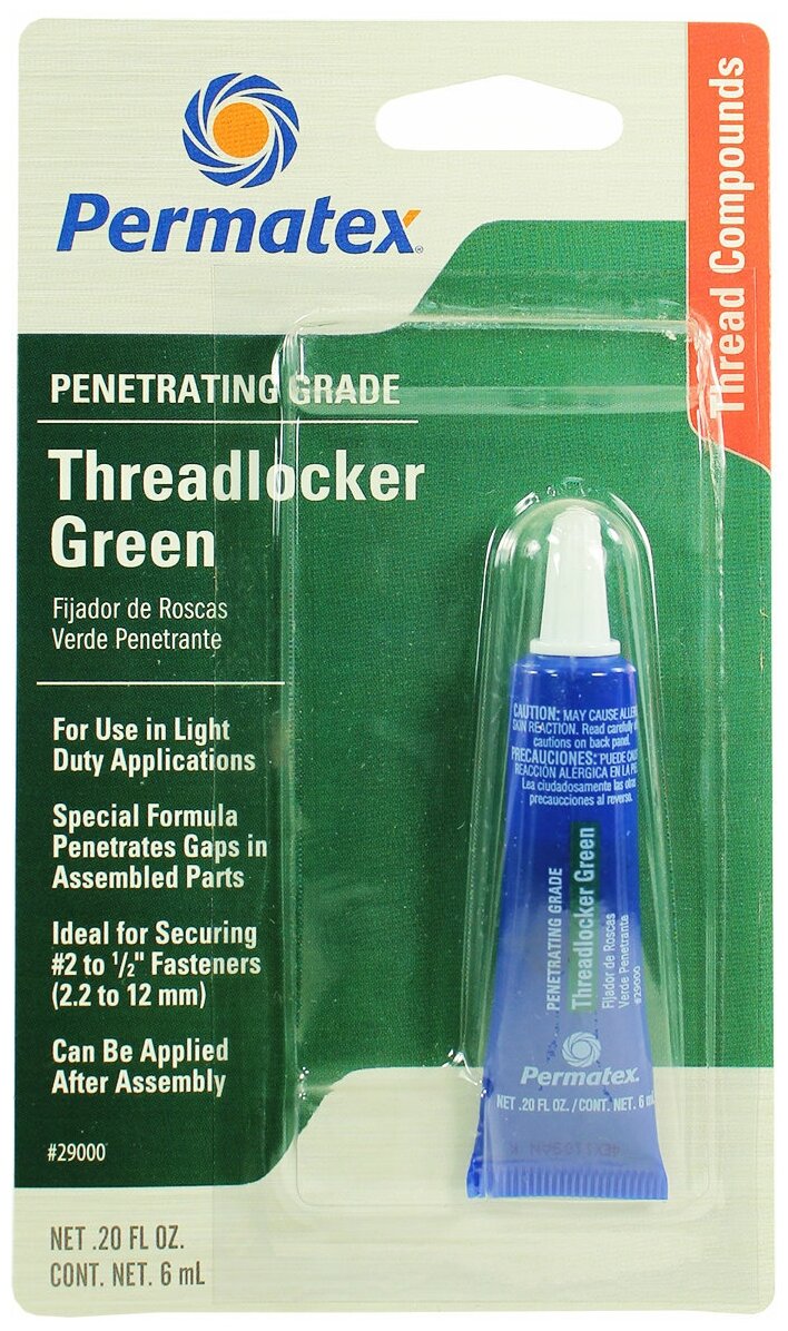      Permatex penetrating grade threadlocker green 6  (). Permatex 29000