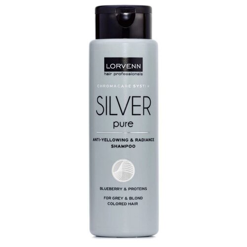 Купить LORVENN шампунь Silver Pure Anti-Yellow & Radiance для для седых, блондинистых, окрашенных и осветленных волос, 300 мл