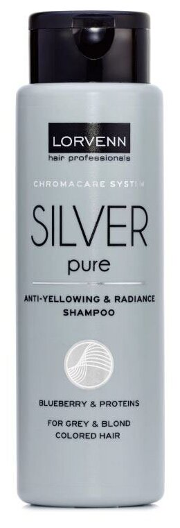 Специальный шампунь для окрашенных и осветленных волос Lorvenn LORVЕNN Silver Pure, 300 мл
