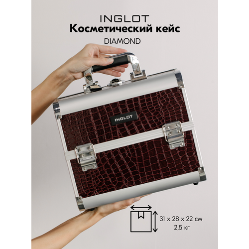 Бьюти-кейс Inglot, плечевой ремень, ручки для переноски, жесткое дно, бордовый