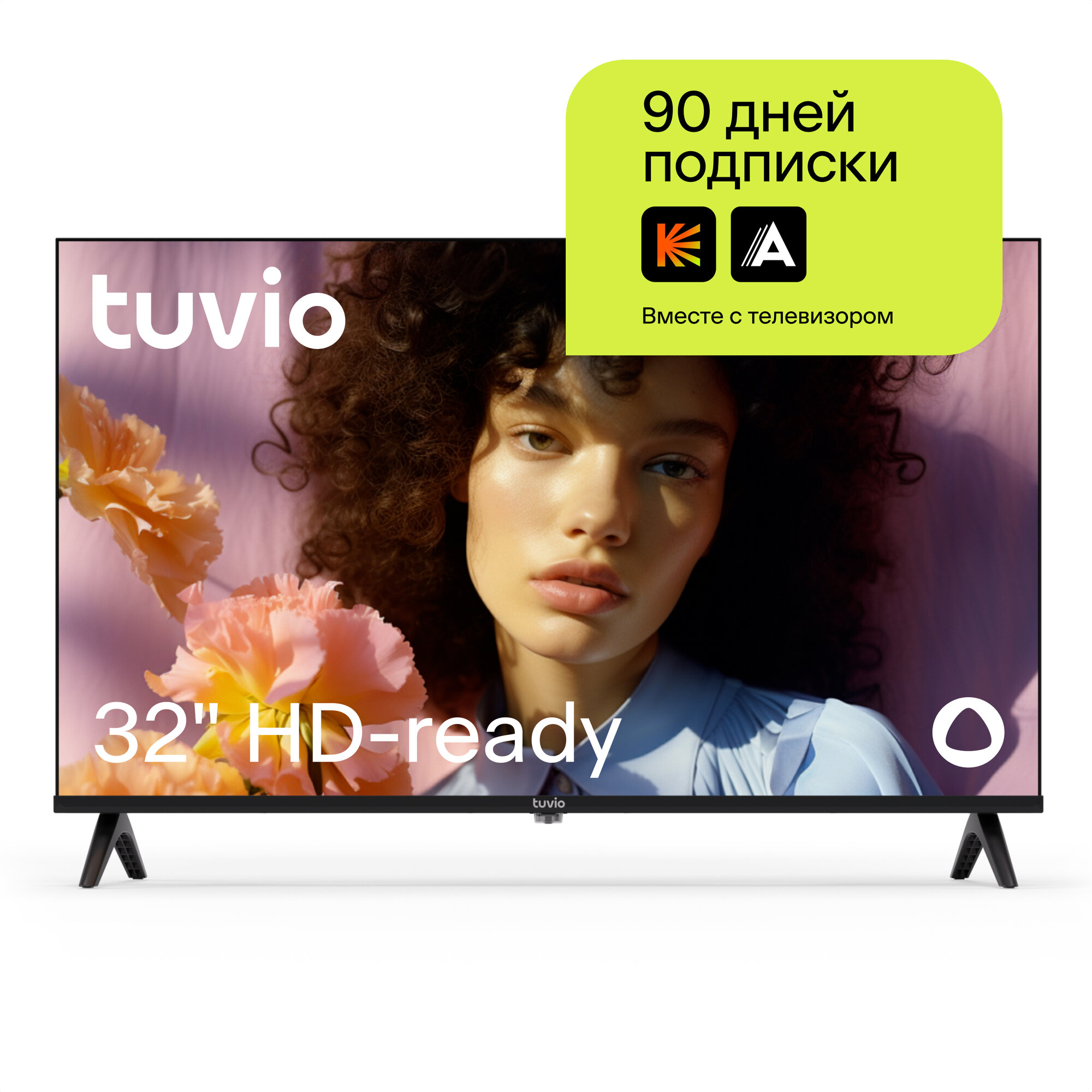 32” Телевизор Tuvio HD-ready DLED Frameless на платформе Яндекс.ТВ, TD32HFBHV1, черный, 