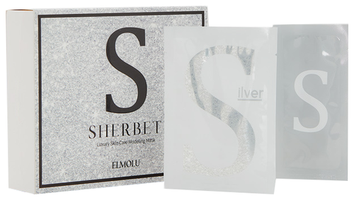 ELMOLU Sherbet silver modeling mask двухкомпонентная маска с активным коллагеном сияние лица, 55 г, 5 шт. по 5 мл