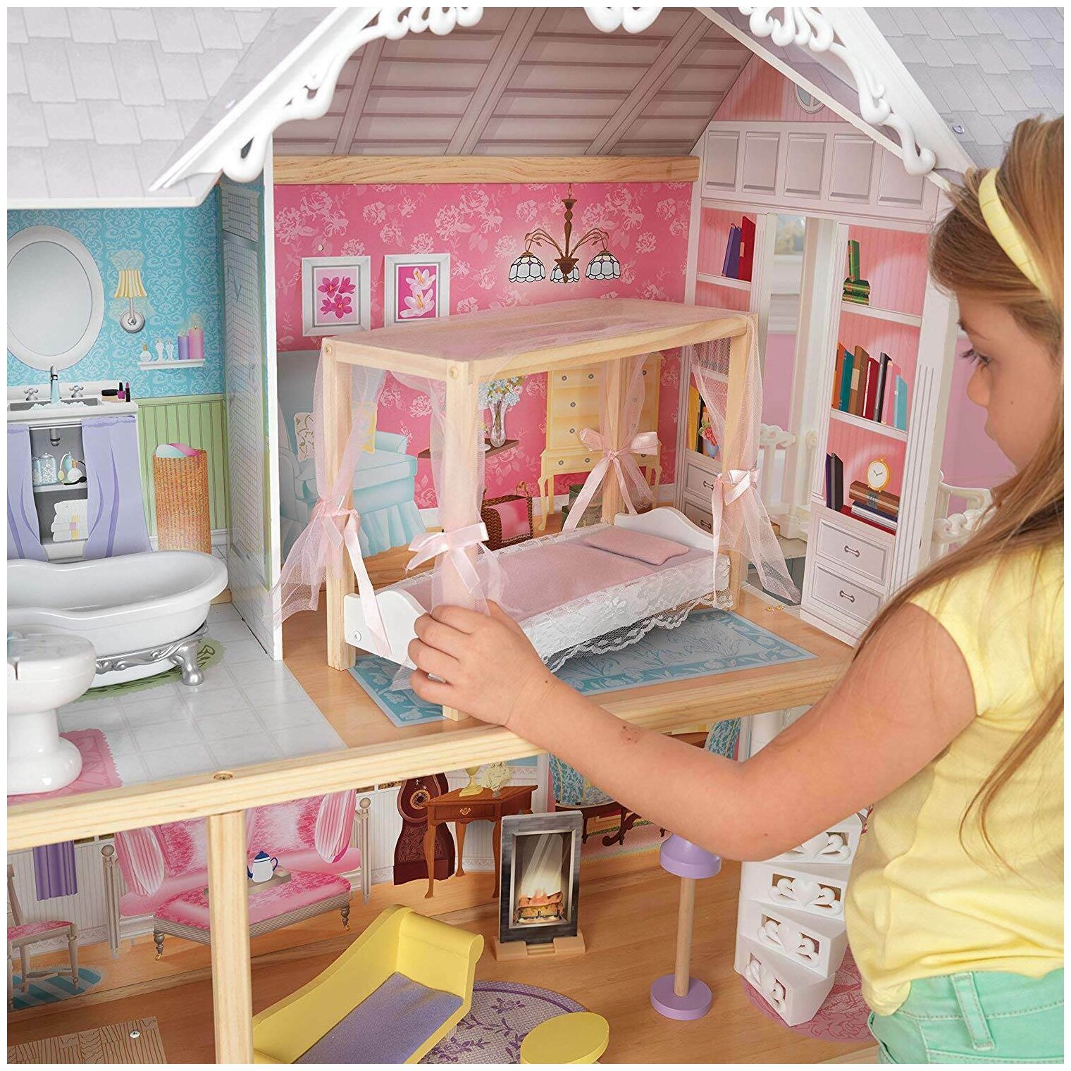 Трехэтажный дом из дерева для Barbie (Барби) KidKraft Кайли (Kaylee, 65251) с мебелью 10 предметов - фото №7