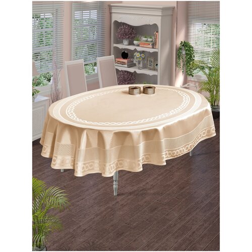 фото Скатерть do&co броде жаккард 160х220 овальная "jasmin капучино do & co