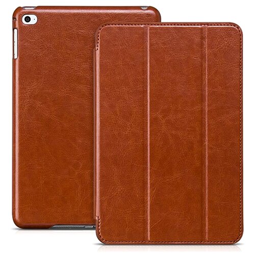 фото Чехол-книжка mypads для apple ipad mini 1/ 2 /3 retina из качественной натуральной кожи буйвола прошитый элегантной прострочкой коричневый с функцией включения-выключения