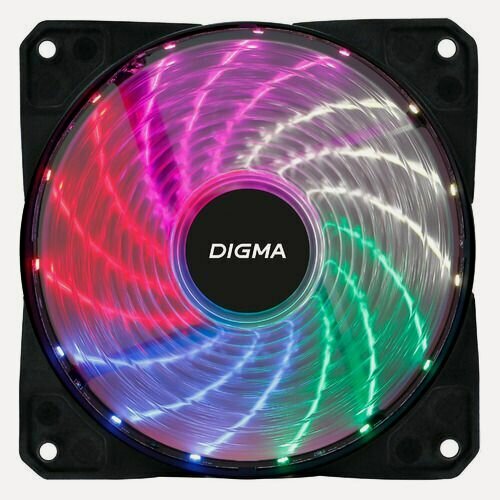 Изображение товара Вентилятор Digma DFAN-FRGB2 RGB 120х120x25 черный 3-pin 4-pin (Molex) Ret