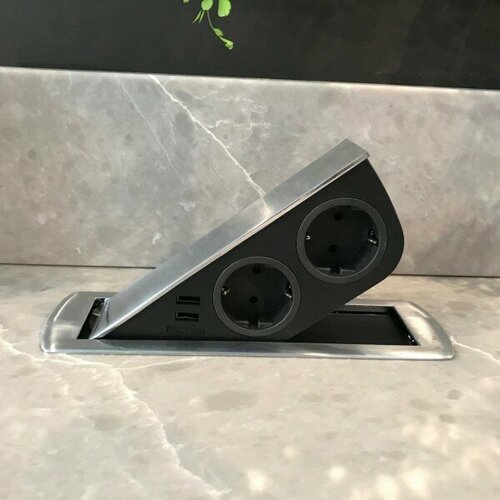 Встраиваемый блок розеток SFL Cizo нержавеющая сталь