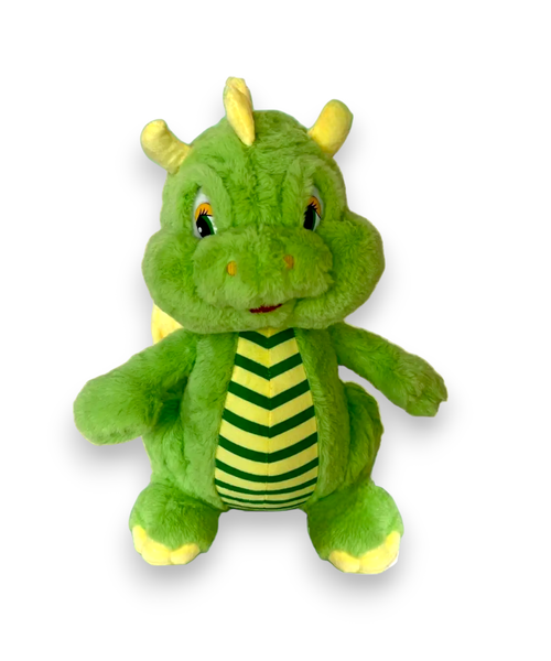 Мягкая игрушка Дракоша светло-зеленый с полосатой грудкой 50 см