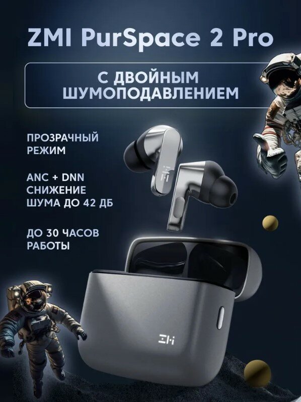 Беспроводные стерео-наушники ZMI PurSpace 2 Pro c активным шумоподавлением (ANC) и быстрой зарядкой TW200ZM GLOBAL