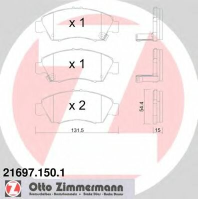 Колодки Пер Honda Civic 91-96/Jazz 1.2/1.4 02-08 Zimmermann арт. 21697.150.1