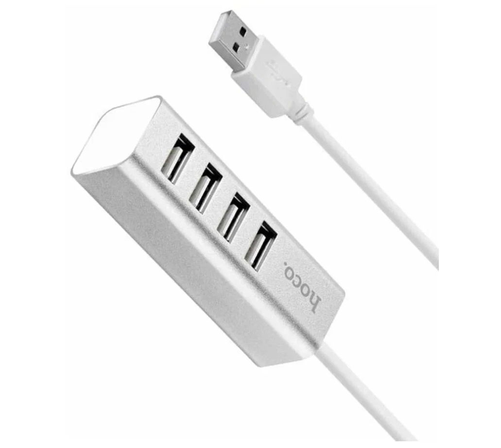 Переходник Hoco HB1 USB концетратор на 4 USB Серебристый