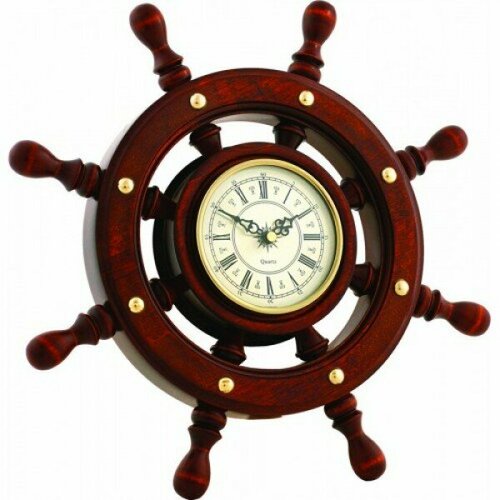 Часы настенные Море зовет золотистый, белый, коричневый
