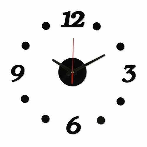 MARU Часы-наклейка, серия: DIY, плавный ход, d-40 см, черные