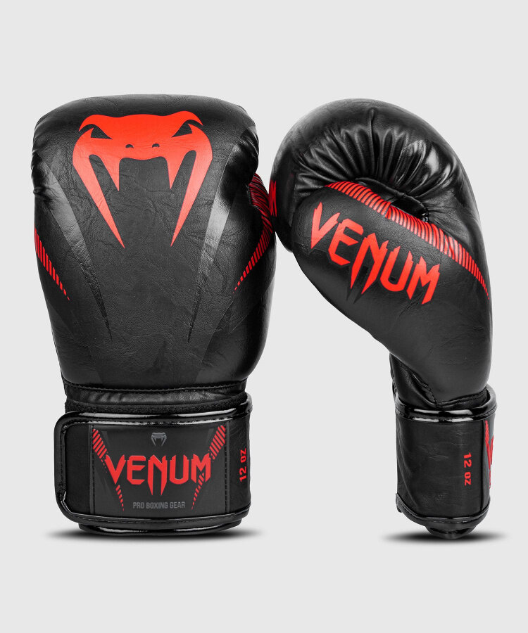 Venum боксерские тренировочные перчатки Impact черно- красные (Искусственная кожа, Venum, 10 унций, Таиланд, Черно-красный) 10 унций