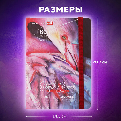 Упаковка 3 шт. Скетчбук, белая бумага 120 г/м2, 145х203 мм, 80 л, резинка, твердый, BRAUBERG ART DEBUT 