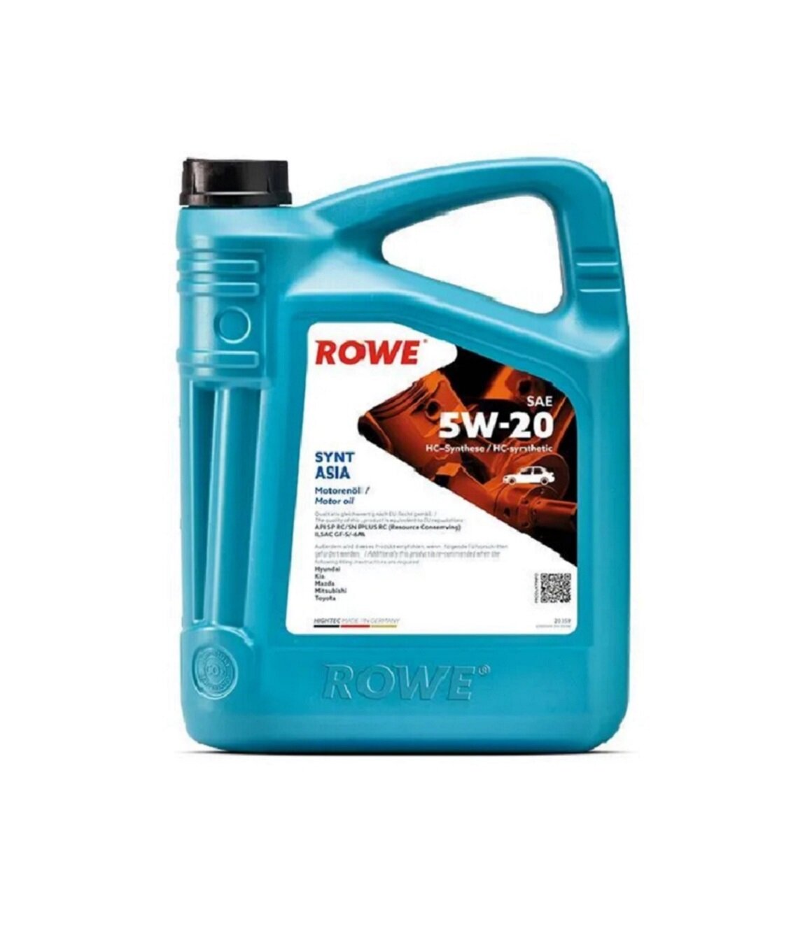 Моторное масло синтетическое ROWE HIGHTEC SYNT ASIA SAE 5w-20, 4 литра