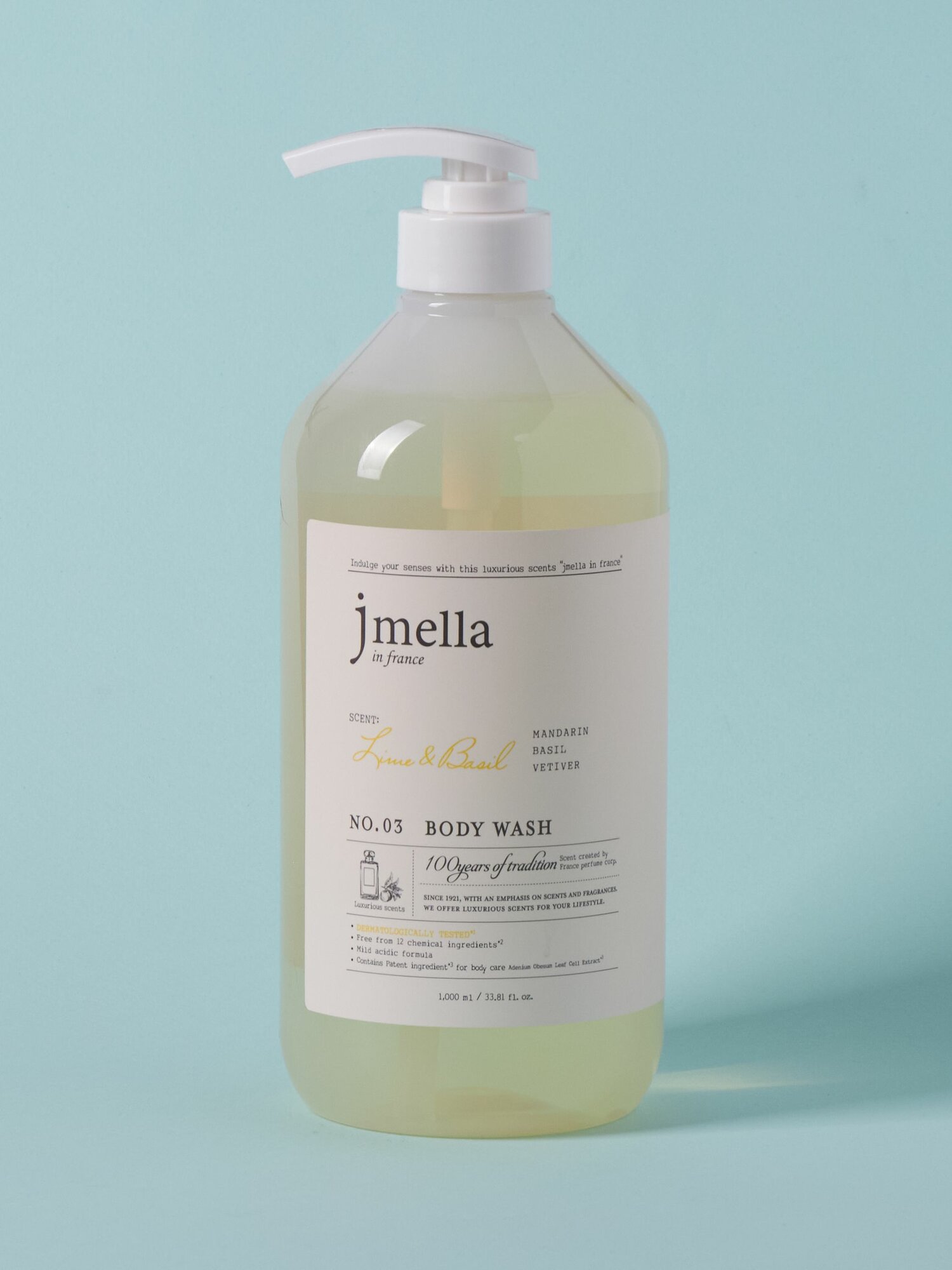 Jmella Гель для душа парфюмированный "Лайм и базилик" 1000мл In France Lime & Basil Body Wash