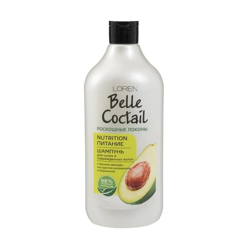 Шампунь LOREN Belle Coctail, авокадо и олива, для волос, 600мл