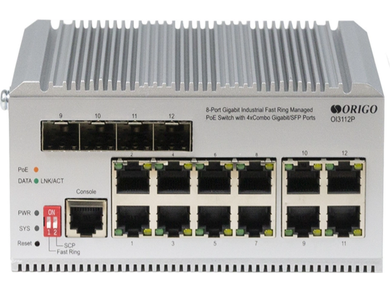 Коммутатор OI3112P/185W/A1A 12-портовый гигабитный промышленный управляемый L2-коммутатор с 8 портами PoE+ и 4 комбо-портами
