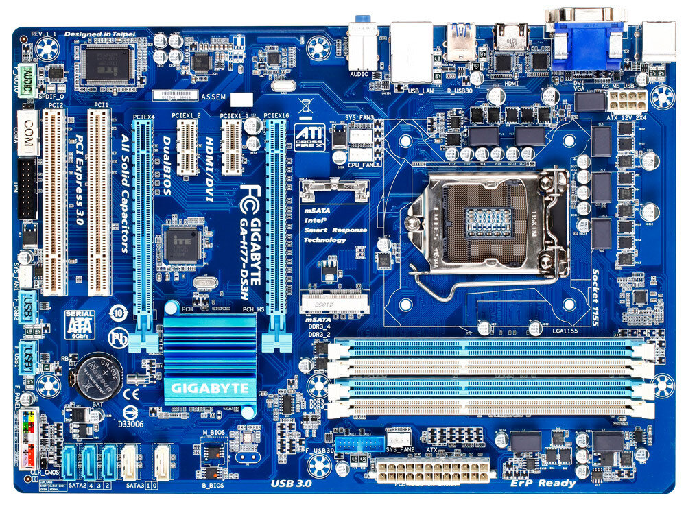 Материнская плата GIGABYTE GA-H77-DS3H DDR3 сокет LGA1155 ATX