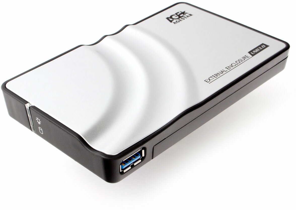 USB 3.0 Внешний корпус 2.5" SATA HDD/SSD AgeStar 3UB2P алюминий серебристый безвинтовая конструкция