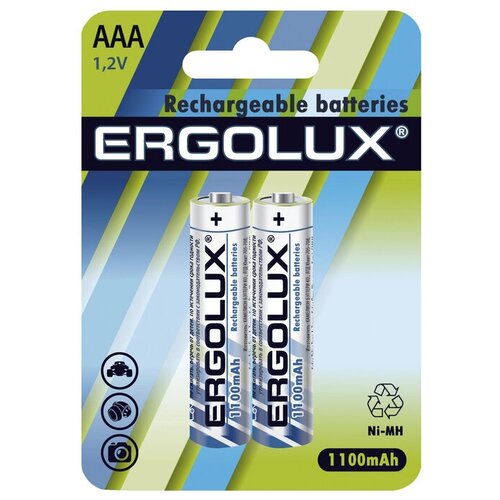 фото Аккумулятор ni-mh 1100 ма·ч ergolux rechargeable batteries aaa 1100, 2 шт.