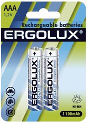 Аккумулятор Ni-Mh 1100 мА·ч Ergolux Rechargeable batteries AAA 1100, 2 шт.