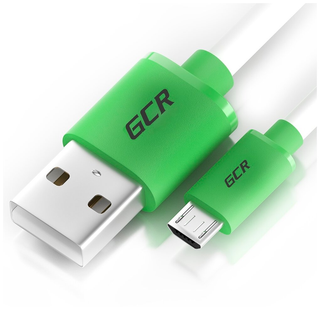 Кабель GCR 0.25m USB 2.0, AM/microB 5pin, белый