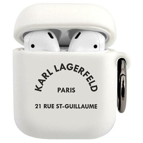 фото Чехол karl lagerfeld silicone rsg logo с кольцом для airpods, белый