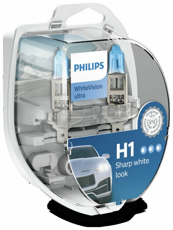 Лампа H1/W5w Whitevision Ultra Sm 2шт Philips арт. 12258WVUSM