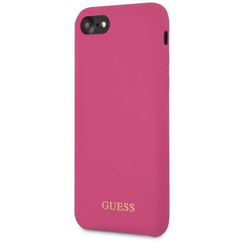 фото Чехол guess для iphone 7/8 silicone collection gold logo hard pink