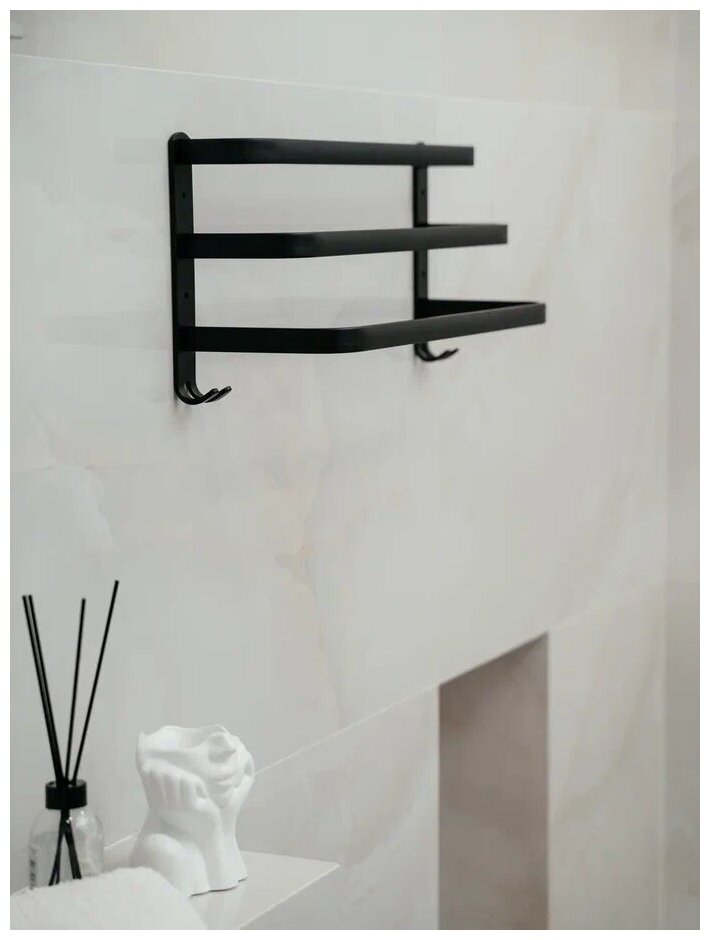Вешалка настенная металлическая. Вешалка для кухни, ванной, полотенца, 3 уровня, черный - фотография № 5