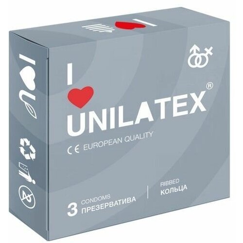 Презервативы с рёбрами Unilatex Ribbed - 3 шт.