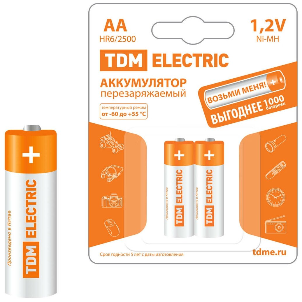 Аккумулятор AA-2500 mAh Ni-MH BP-2 TDM SQ1702-0071