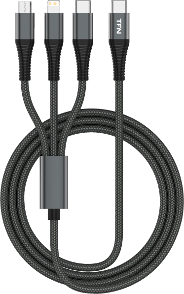 Кабель TFN 3in1 Type-C - Lightning/Type-C/Micro-USB 3A 1.2m Grey (TFN-C-3IN1-USBC-GR)