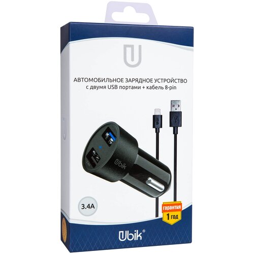 Автомобильное зарядное устройство Ubik UCP23L, черный