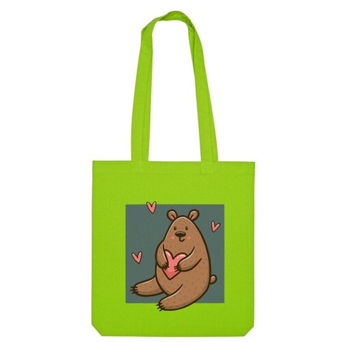 Сумка шоппер Us Basic, зеленый мужская футболка милый медведь с сердечком любовь s зеленый
