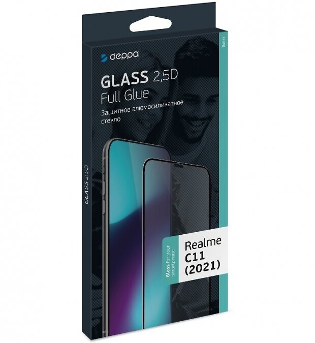 Защитное стекло Deppa для realme C11 2.5D Full Glue (черная рамка) - фото №5