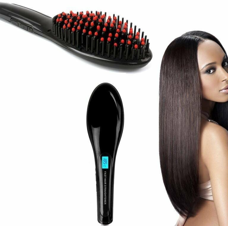 Электрическая расческа-выпрямитель для волос Fast Hair Straightener с дисплеем цвет черный - фотография № 4