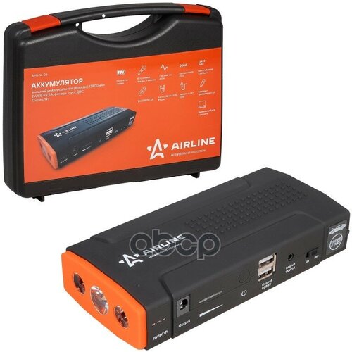 Аккумулятор Внешний Универсальный Booster 13800Мач 2Хusb 5V 2A 12V16V19V Фонарь Пуск Двс AIRLINE арт APB-14-06 12540₽