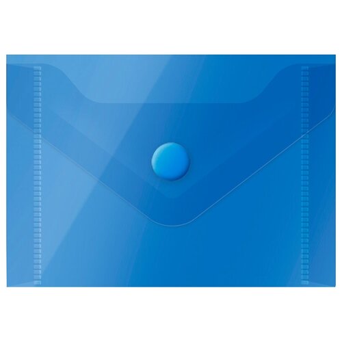 OfficeSpace Папка-конверт на кнопке А7, пластик 150 мкм, синий папка конверт с кнопкой малого формата 74х105 мм а7 для дисконтных банковских карт визиток прозр желтая 0 18 мм brauberg 227324 упаковка 40 шт