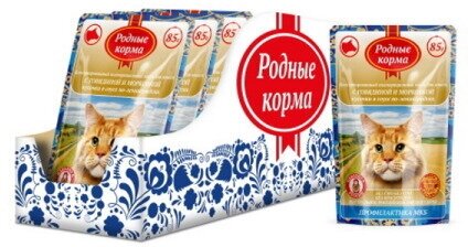 Родные корма полнорационный влажный корм для кошек, профилактика мочекаменной болезни (МКБ), с говядиной и морковкой по-ленинградски, кусочки в соусе, в паучах - 85 г х 32 шт