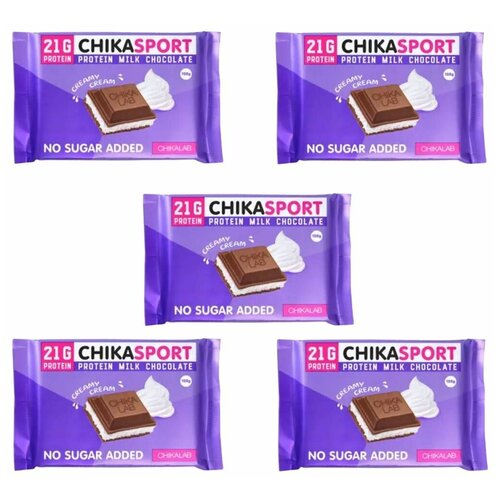 Протеиновый шоколад без сахара Chikalab ChikaSport без сахара молочный со сливочной начинкой 100 гр (5 шт)