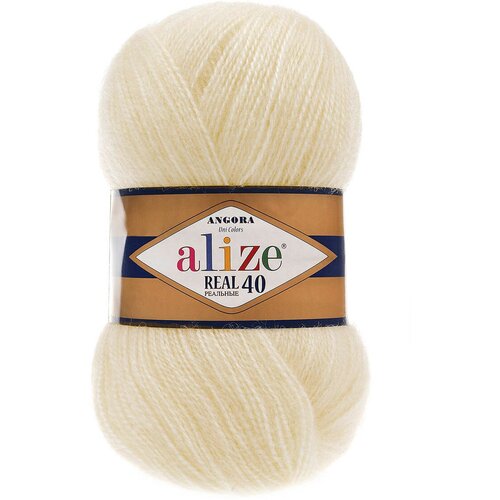 Пряжа Alize Angora real 40 кремовый (01), 5 шт